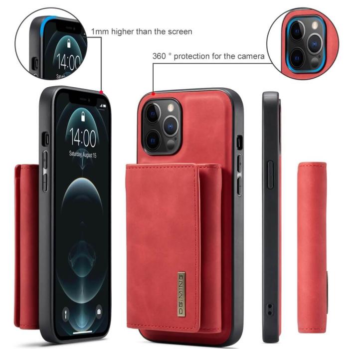 DG.MING - iPhone 11 Skal DG.MING M1 Magnetic Tri-fold Wallet Med Kickstand - Röd