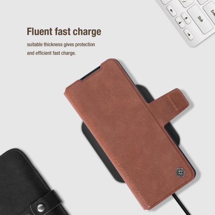 Nillkin - Nillkin Galaxy Z Fold 4 Plånboksfodral Äkta Läder Qin Series - Svart