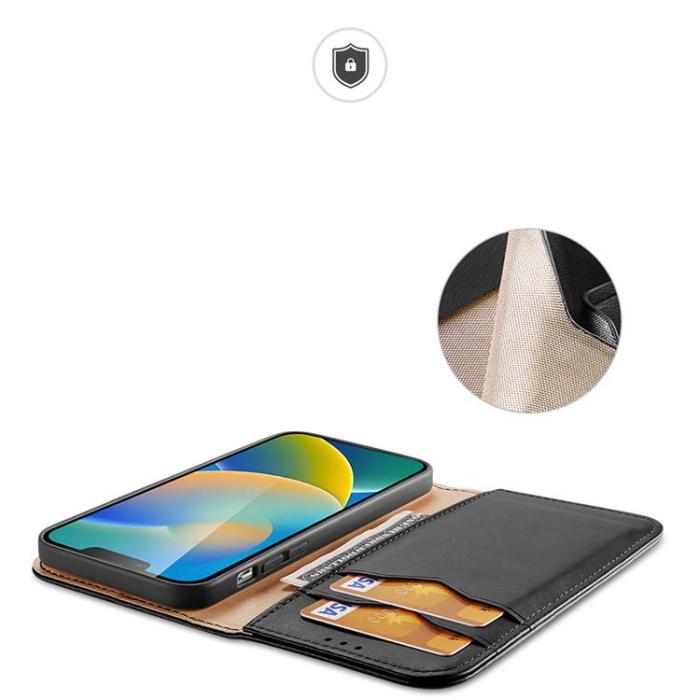 Dux Ducis - Dux Ducis iPhone 14 Plus Plånboksfodral Äkta Läder Hivo Flip - Svart