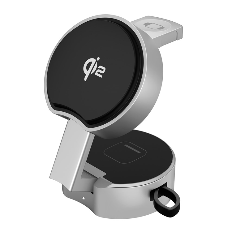 Qi2 3in1 Trådlös Laddare iPhone, Apple Watch, Airpods (Silvergrå) | 505295 | AlltMobil