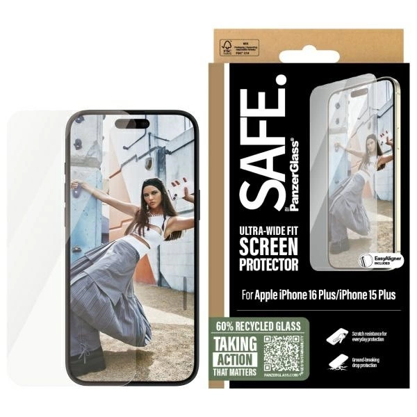 SAFE by PanzerGlass iPhone 16 Plus Plastfilm Skärmskydd Ultra-Wide | 5468 | AlltMobil