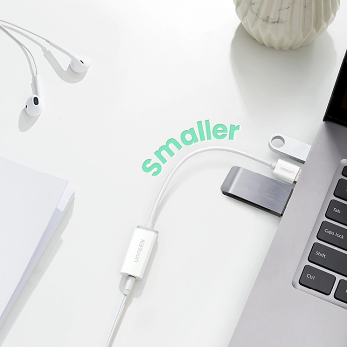 Ugreen - Ugreen Audio Adapter USB-A till Miniuttag 3.5 mm - Vit