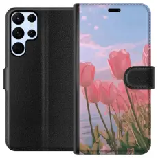 Gustaf - Pl&aring;nboksfodral till Samsung Galaxy S24 Ultra med Rosa Tulpaner