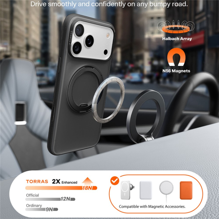 Torras - TORRAS iPhone 17 Pro Max Mobilskal MagSafe O Fitness - Svart
