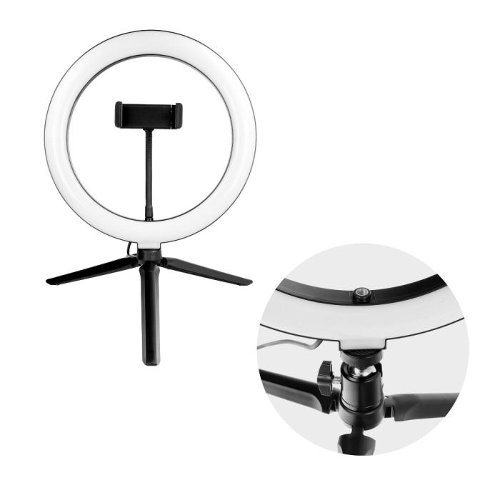 OEM - LED Ring lamp 10 tum med hållare till mobile