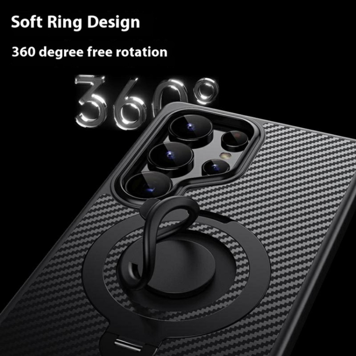 A-One Brand - Galaxy S25 Ultra Mobilskal MagSafe Carbon Fiber Kickstand - Grå