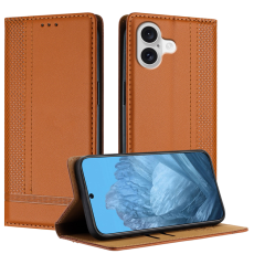 A-One Brand - iPhone 17 Plånboksfodral L Shaped Grid Pattern - Brun