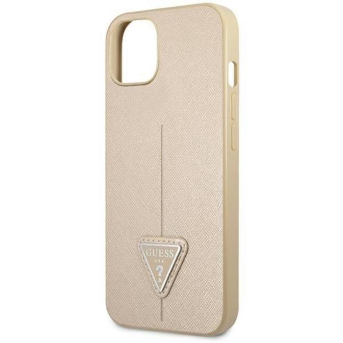 Guess - GUESS iPhone 14 Plus Skal Saffiano Triangle Logo - Beige