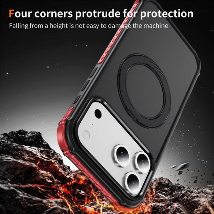 A-One Brand - iPhone 17 Pro Mobilskal MagSafe Skin Touch - Röd / Svart