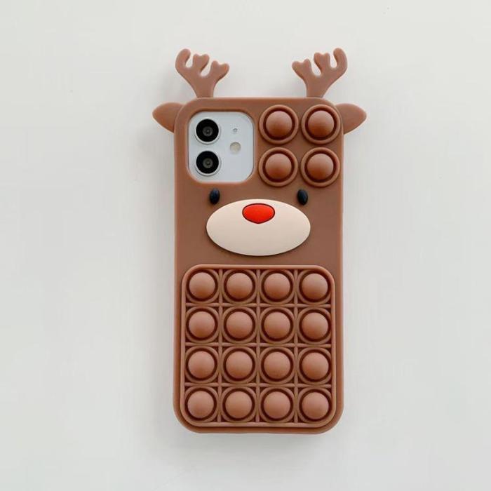A-One Brand - Reindeer Pop It Silicone Skal iPhone 7 / 8 / SE 2020 - Brun
