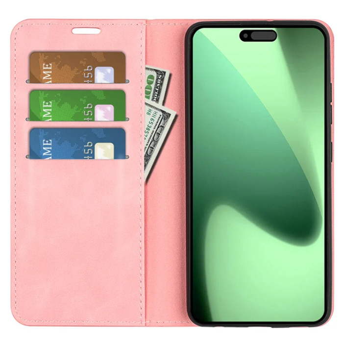 A-One Brand - iPhone 17 Pro Max Plånboksfodral Skin Touch - Rosa