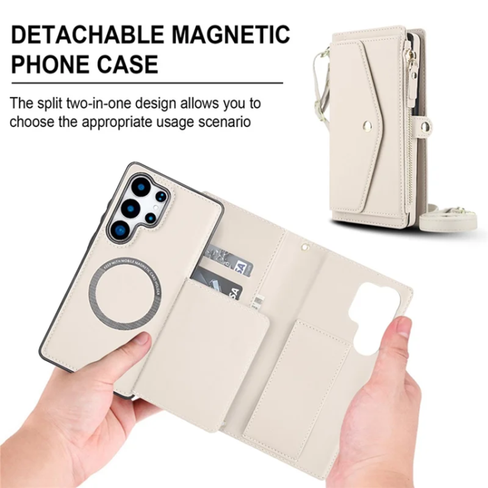 A-One Brand - Galaxy S25 Ultra Plånboksfodral MagSafe Detachable - Vit
