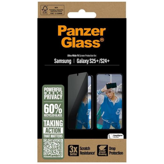 PanzerGlass - PanzerGlass Galaxy S25 Plus Härdat Glas Skärmskydd Privacy Ultra-Wide Fit