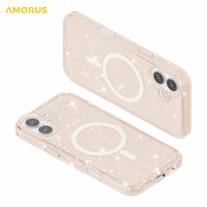 AMORUS - AMORUS Mobilskal till iPhone 17 Magsafe Glitter Powder PC + TPU - Guld