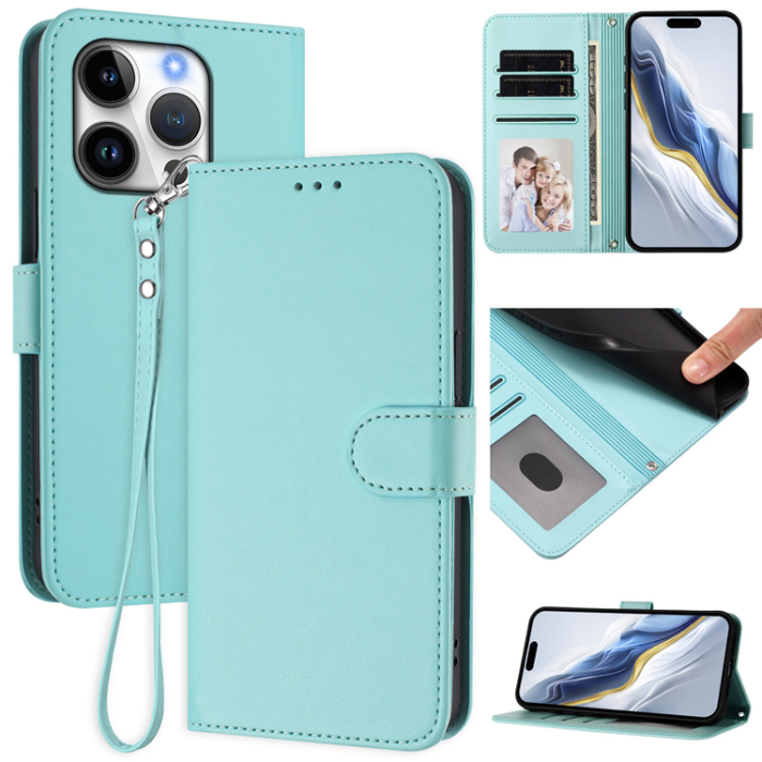 A-One Brand - iPhone 16 Pro Max Plånboksfodral Läder med Handledsrem - Mintgrön