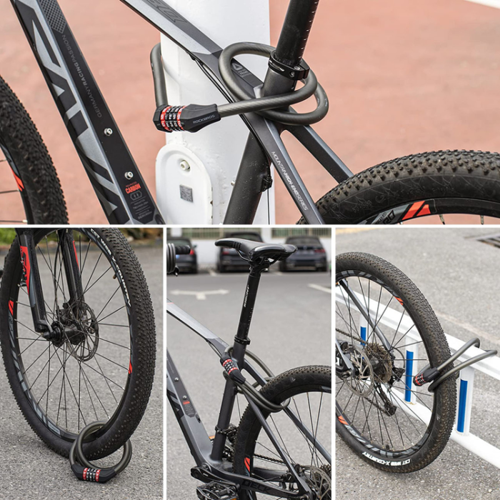 Rockbros - Rockbros Cykellås med 5-siffrig kod Stålvajer 180 cm RKS507 - Svart