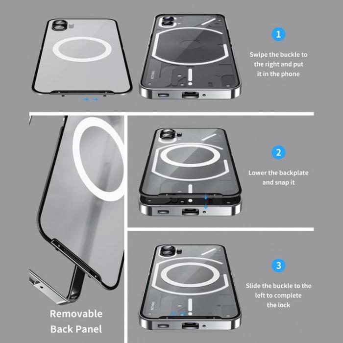 A-One Brand - Nothing Phone 1 Skal Magsafe Magnetic Metal - Silver