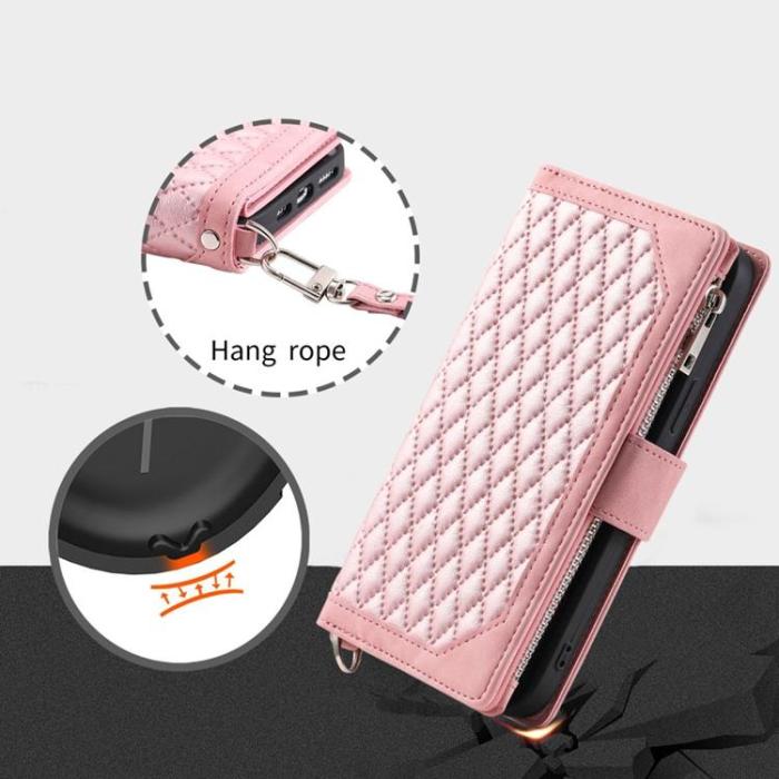 A-One Brand - iPhone 13 Plånboksfodral Rhombus Grid - Rosa
