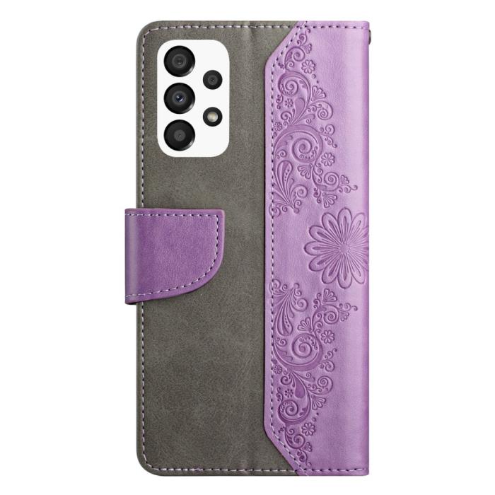 A-One Brand - Butterfly Flower Imprinted Plånboksfodral Galaxy A33 5G - Lila