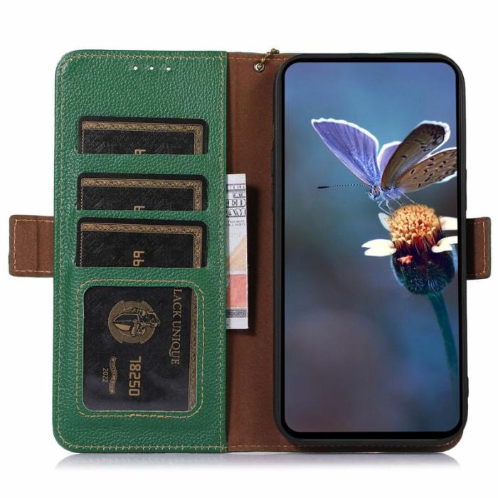 OEM - Mobilfodral för Samsung Galaxy S26 Plus Äkta läder RFID - Grön