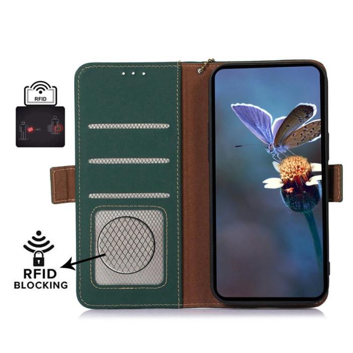OEM - Plånboksfodral för Samsung Galaxy S26 Plus Äkta läder RFID - Grön