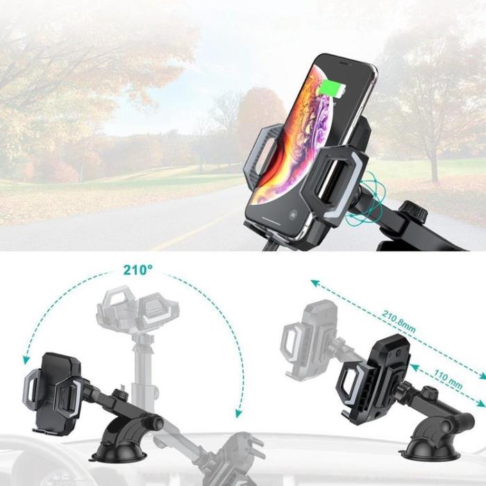 UTGATT1 - Choetech Billaddare qi 15W Bilhållare För Instrumentbräda Vindruta - Svart