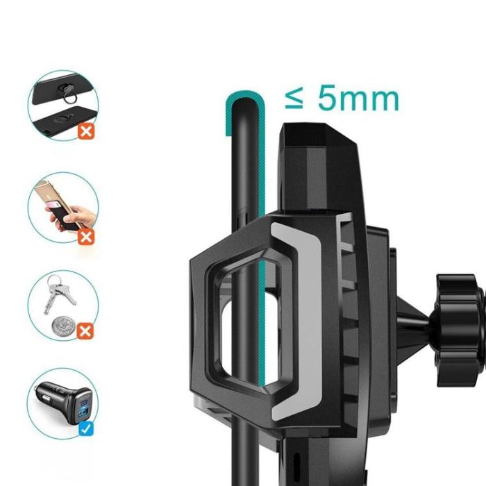 UTGATT1 - Choetech Billaddare qi 15W Bilhållare För Instrumentbräda Vindruta - Svart