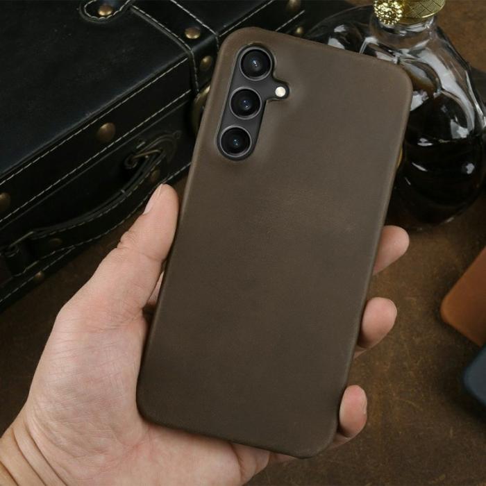 OEM - Mobilskal för Samsung Galaxy S26 Magnetiskt Äkta läder PC - Brun