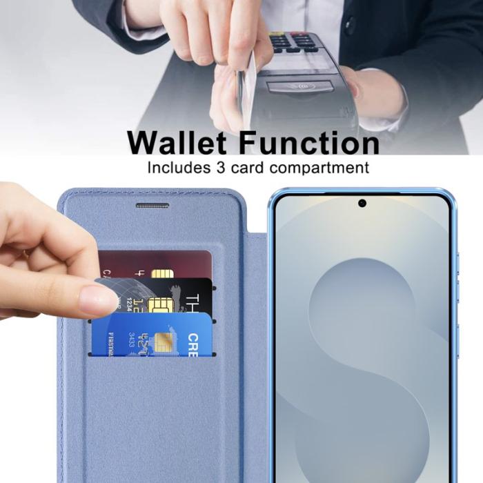OEM - Mobilskal för Samsung Galaxy S26 Magnetiskt Konstläder RFID - Blå