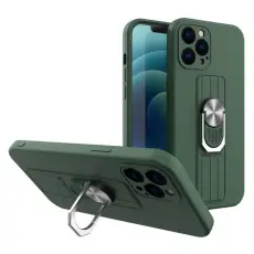 OEM - Ring Silicone Finger Grip Skal Galaxy A22 4g - M&ouml;rk Gr&ouml;n