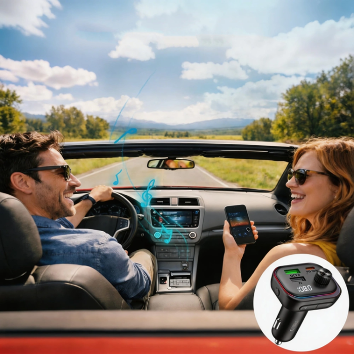 Tech-Protect - Tech-Protect Billaddare CC07 3-Port PD 54W + Sändare Fm Bluetooth - Svart