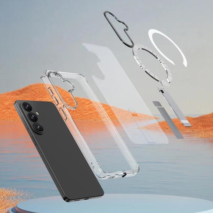 A-One Brand - Mobilskal för Galaxy S26 MagSafe Hybrid Armor X med Stativ - Transparent