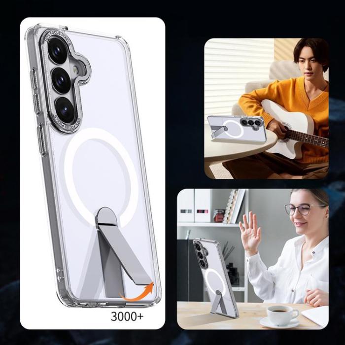 A-One Brand - Mobilskal för Galaxy S26 MagSafe Hybrid Armor X med Stativ - Transparent