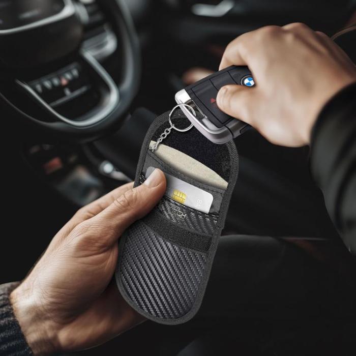 Tech-Protect - Tech-Protect RFID-blockerande nyckelfodral för keyless bilnyckel – Carbon Svart