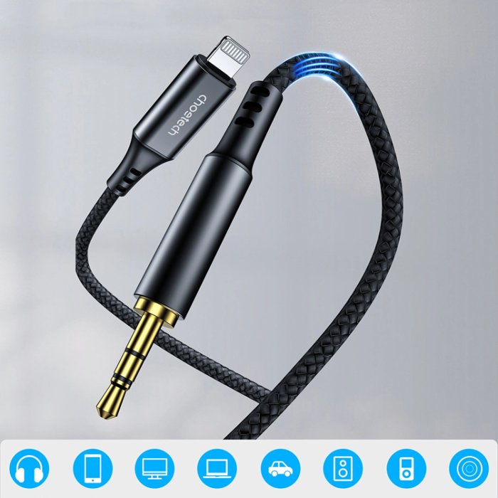 Choetech - Choetech Lightning till Aux Kabel 2m 3.5 mm mini jack - Svart