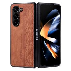 AZNS - AZNS Samsung Galaxy Z Fold5 Pl&aring;nboksfodral Konstl&auml;der - Brun