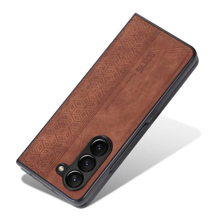 AZNS - AZNS Samsung Galaxy Z Fold5 Plånboksfodral Konstläder - Brun