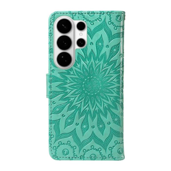 OEM - Samsung Galaxy S26 Ultra Plånboksfodral Konstläder Solrostryck - Grön