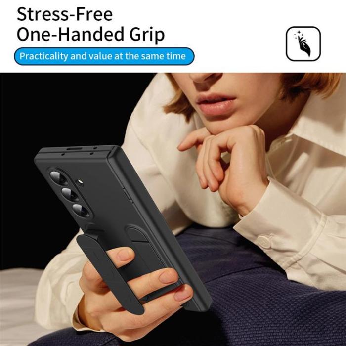 A-One Brand - Mobilskal För Galaxy Z Fold 8 Kickstand med Skärmskydd - Svart