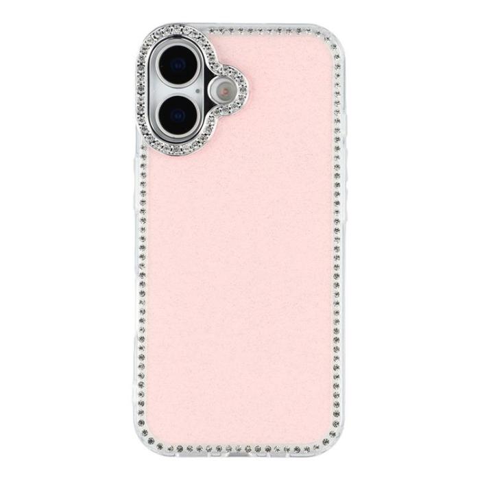 A-One Brand - iPhone 17 Mobilskal Rhinestone Edge - Glitter Ljusrosa