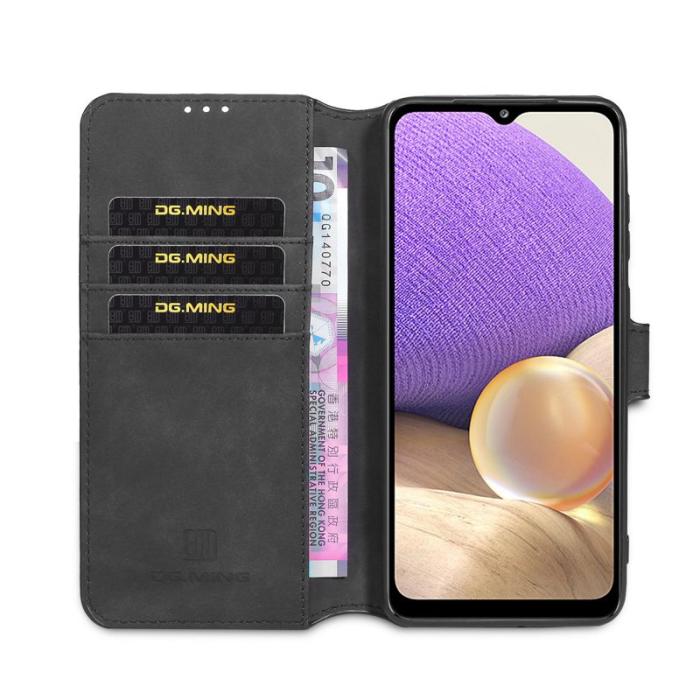 DG.MING - DG.MING Retro Plånboksfodral Konstläder för Samsung Galaxy A32 5G - Svart
