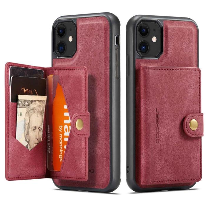 JEEHOOD - JEEHOOD iPhone 11 Plånboksfodral med avtagbar Röd