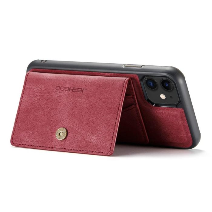 JEEHOOD - JEEHOOD iPhone 11 Plånboksfodral med avtagbar Röd