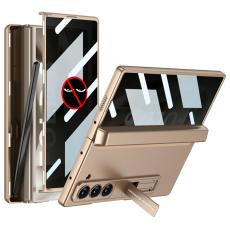 GKK - GKK Samsung Galaxy Z Fold6 Fodral - &Auml;kta l&auml;der - Guld