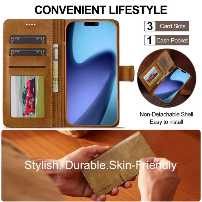 LC.imeeke - LC.IMEEKE iPhone Air Plånboksfodral Konstläder - Ställfunktion - Gul