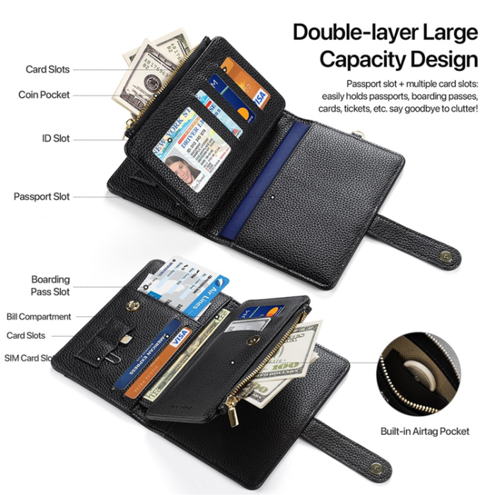 Dux Ducis - Dux Ducis Passhållare Plånbok RFID Multikort PU-Läder - Svart