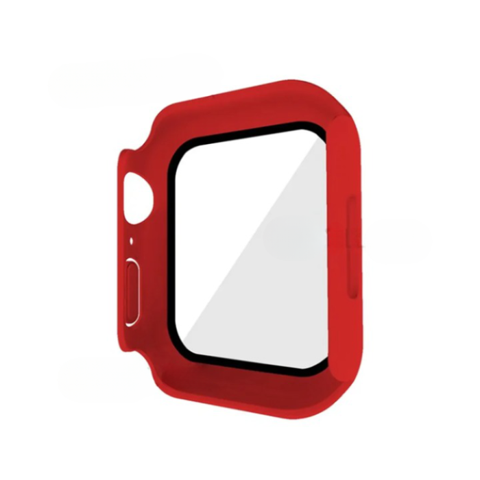 OEM - 2-i-1 Skal med Hädat glas Apple Watch 7/8 (45mm) - Röd