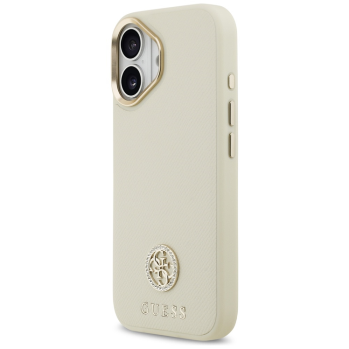 Guess - Guess iPhone 17 Mobilskal Magsafe Grained Strass Logo - Beige