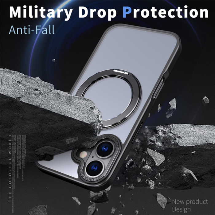 A-One Brand - iPhone 17 Mobilskal Ring Kickstand TPU PC - Svart