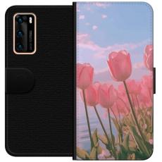 iSecrets - Plånboksfodral till Huawei P40 med Rosa Tulpaner